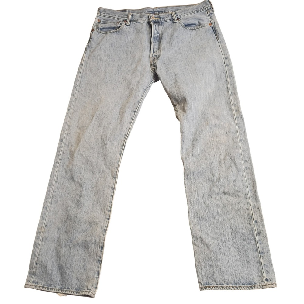 Levi's 501 Original Fit Jeans Mens 35x30 Light Wash Blue Straight Leg Cotton